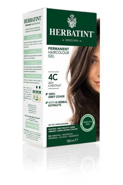 Farba do włosów Herbatint • trwała • 4C POPIELATY KASZTAN • seria POPIELATA