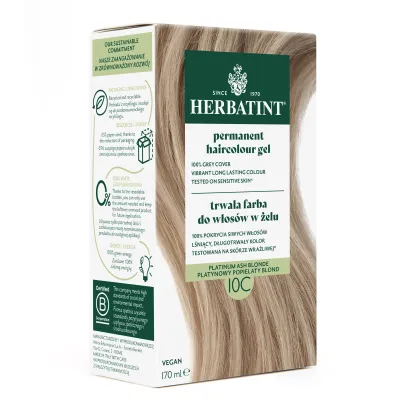 Farba do włosów Herbatint • trwała • 10C JASNY PLATYNOWY BLOND • seria POPIELATA