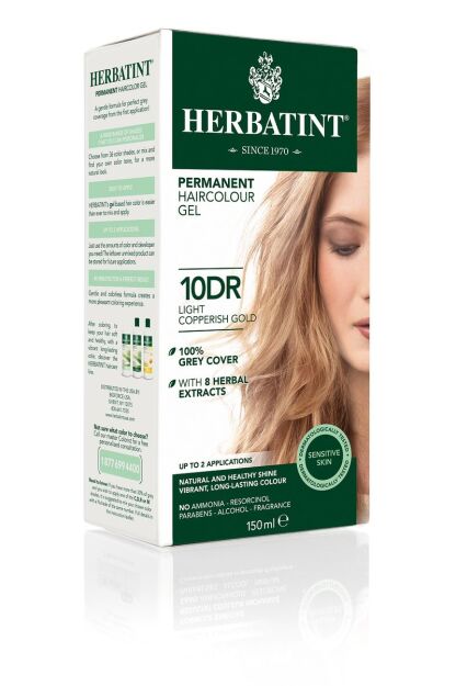 Farba do włosów Herbatint • trwała • 10DR JASNY MIEDZIANY ZŁOTY BLOND • seria MIEDZIANO-ZŁOTA