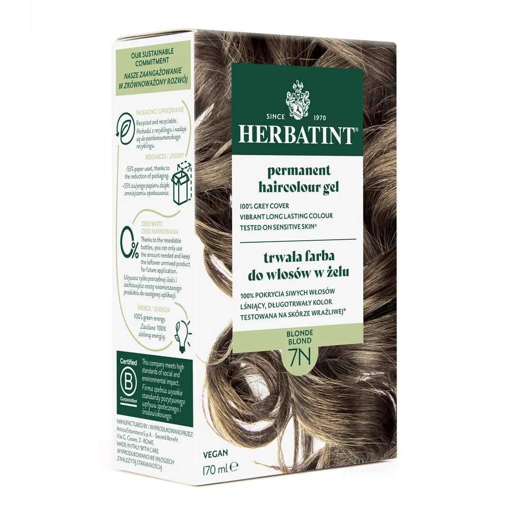 Farba do włosów Herbatint • trwała • 7N BLOND • seria NATURALNA